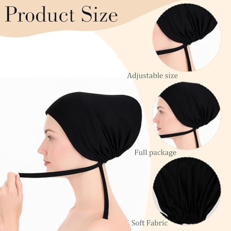 Tyqour 2pcs Hijab Undercap Hijab Caps for Women Non Slip Undercaps for Hijab, Head Coverings for Women, Black & White, Elastic Comfortable & Breathable, Black+white, One size - Image 4